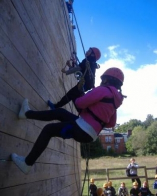 Descending the Abseiling wall